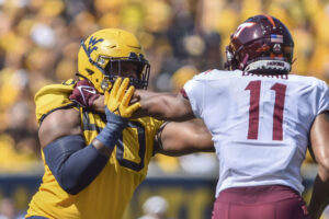 Left tackle Brandon Yates heads back east after feeling at home at WVU
